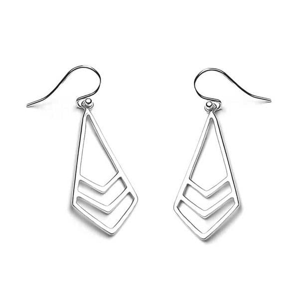 Sterling Silver Chevron Shape Earrings