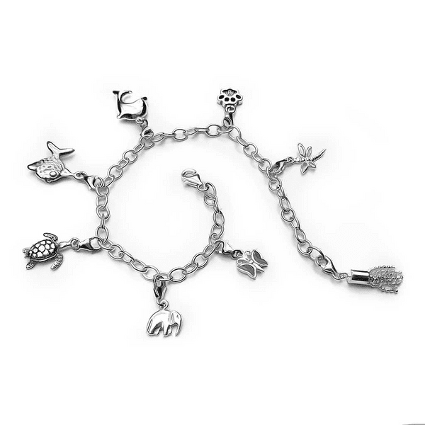 Sterling Silver  Clip on Charm Bracelet