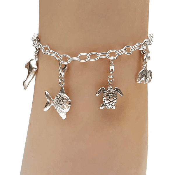 Sterling Silver  Clip on Charm Bracelet