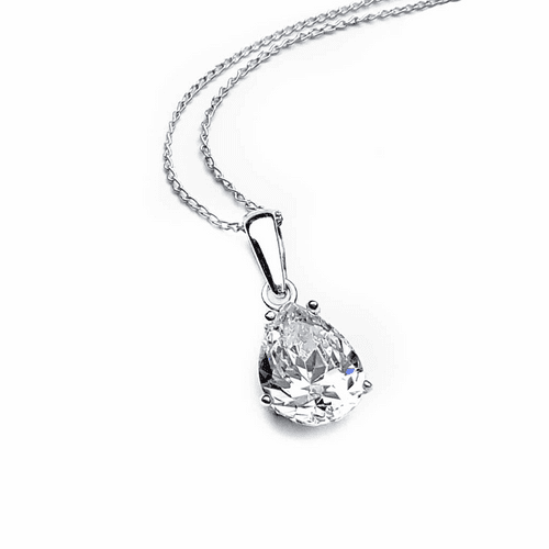 Sterling Silver Crystal Tear Drop Pendant