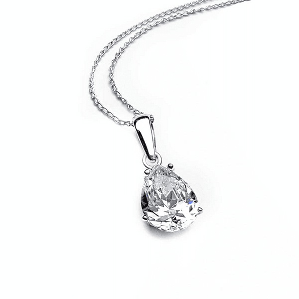 Sterling Silver Crystal Tear Drop Pendant