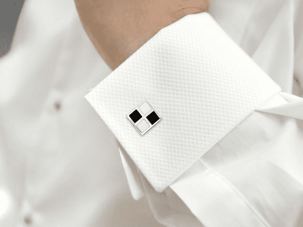 Sterling Silver Cufflinks With Black And White Enamel