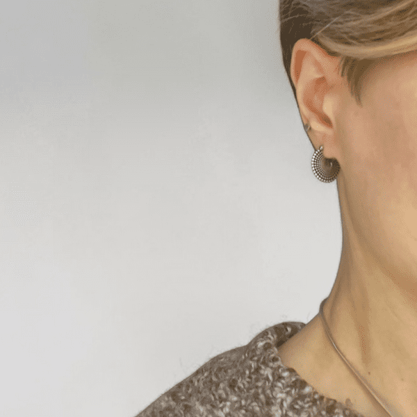 Sterling Silver Dotted Tribal Hoop Earrings