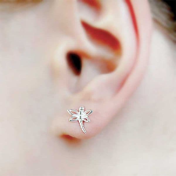 Sterling Silver Dragonfly Stud Earrings