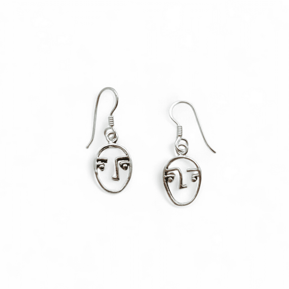 Sterling Silver Faces Earrings