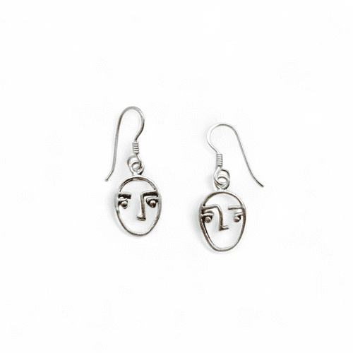 Sterling Silver Faces Earrings