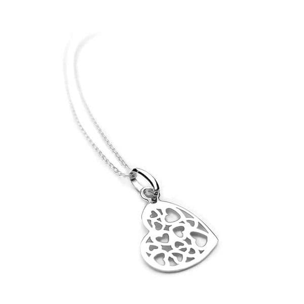 Sterling Silver Filigree Hearts Pendant