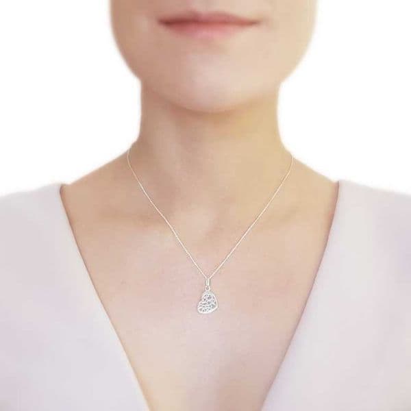 Sterling Silver Filigree Hearts Pendant