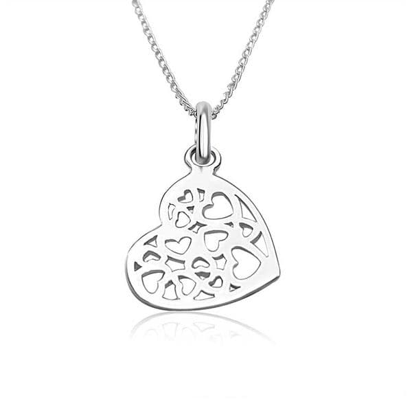 Sterling Silver Filigree Hearts Pendant
