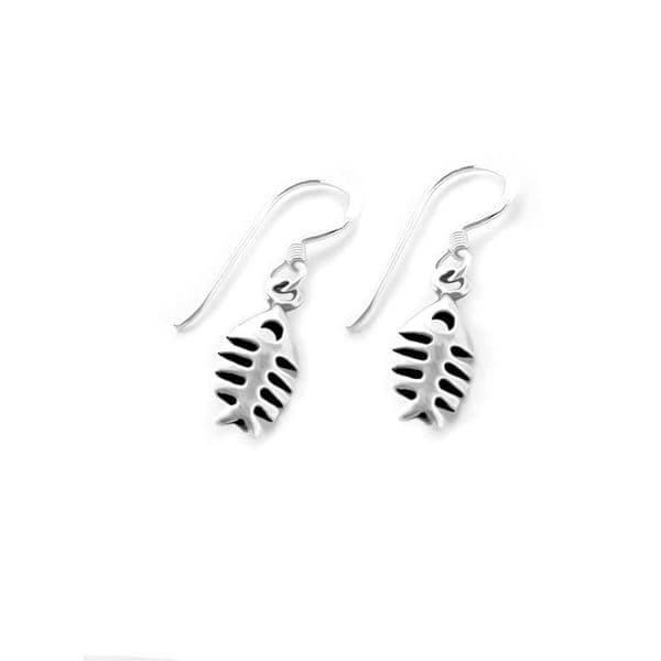Sterling Silver Fish Skeleton Earrings
