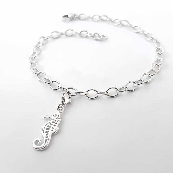 Sterling Silver Flat Seahorse Charm