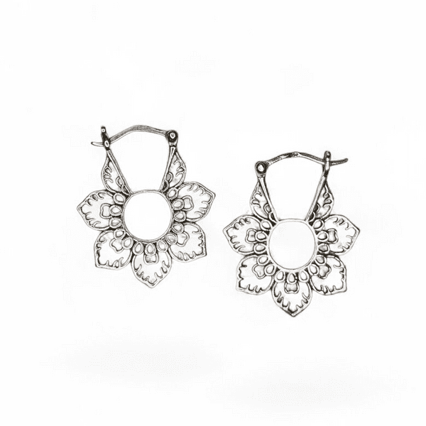 Sterling Silver Flower Creole