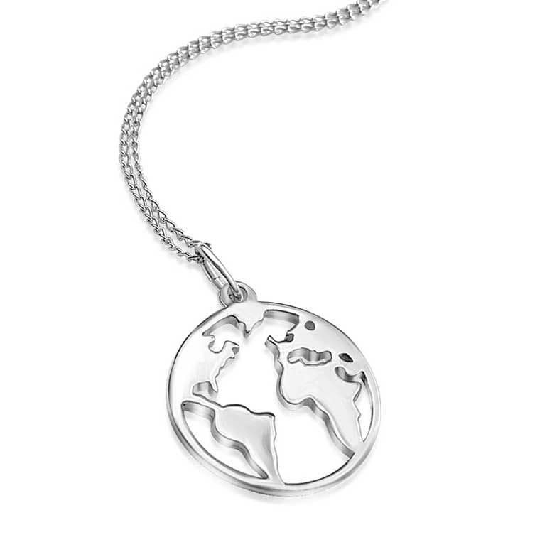 Sterling Silver Globe Necklace