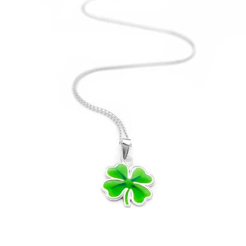Sterling Silver Green Enamel Shamrock Pendant