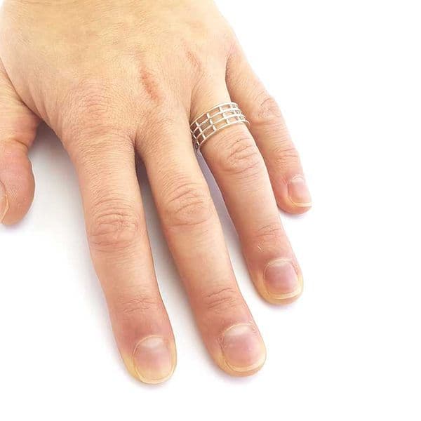Sterling Silver Grid Ring