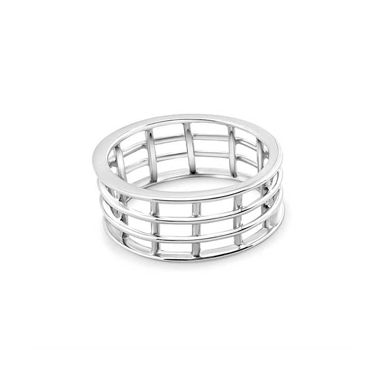 Sterling Silver Grid Ring