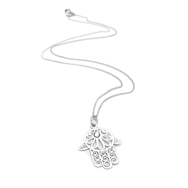 Sterling Silver Hamsa Hand Pendant