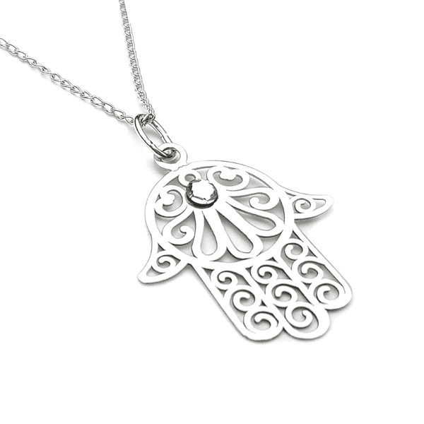 Sterling Silver Hamsa Hand Pendant