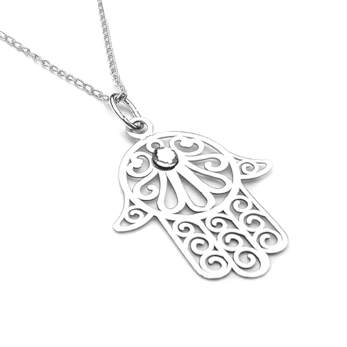 Sterling Silver Hamsa Hand Pendant
