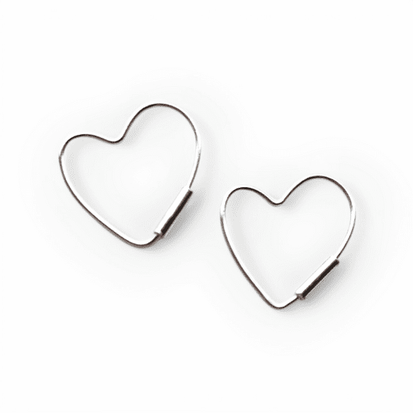 Sterling Silver Heart Hoop Earrings