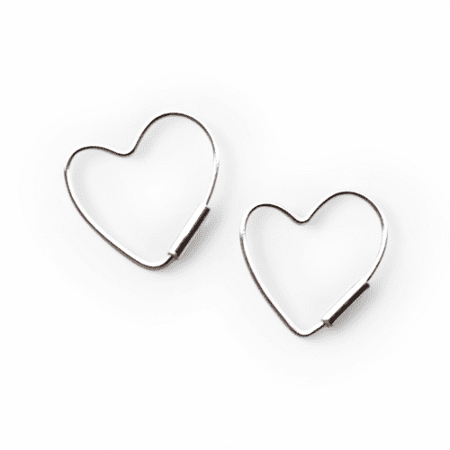 Sterling Silver Heart Hoop Earrings