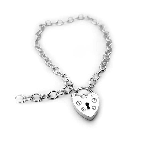 Sterling Silver Heart Padlock Clasp