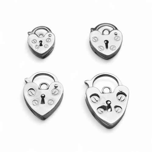 Sterling Silver Heart Padlock Clasp