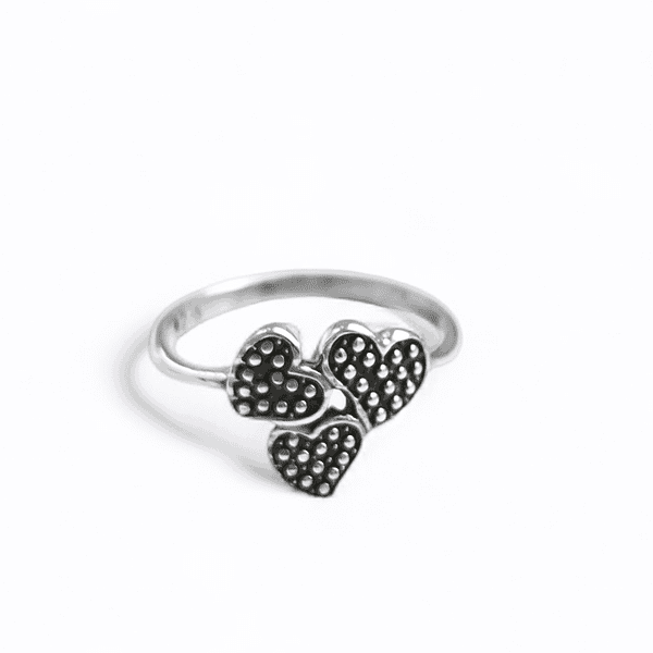 Sterling Silver Hearts Ring