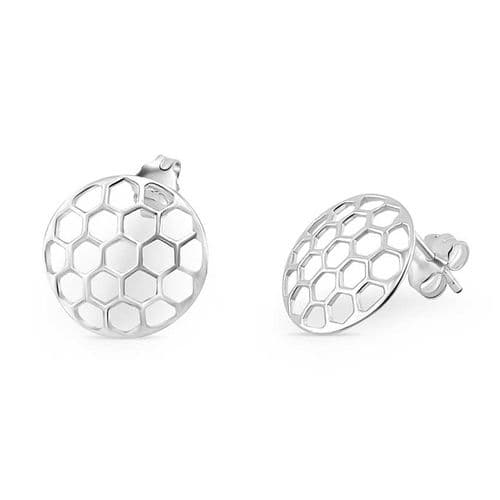 Sterling Silver Honeycomb Stud Earrings