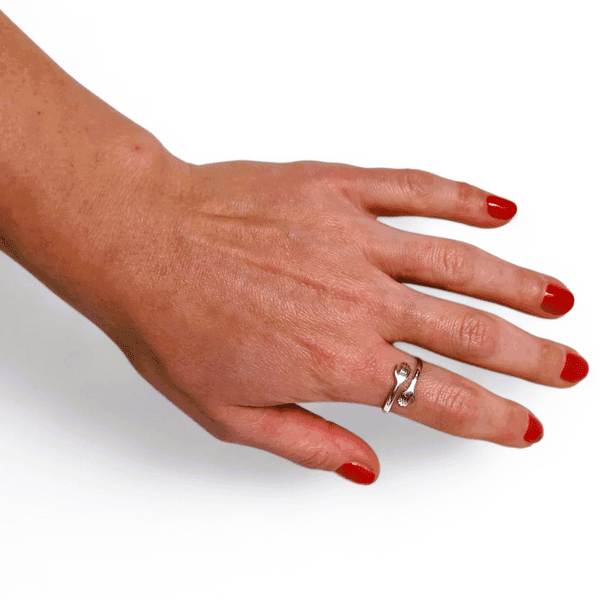 Sterling Silver Hugging Hands Ring