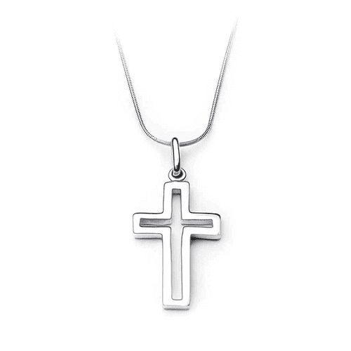 Sterling Silver Large Cut-Out Cross Pendant