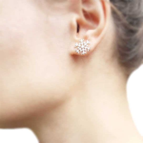 Sterling Silver Large Snowflake Studs