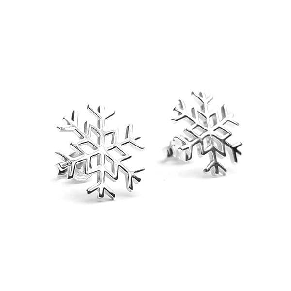 Sterling Silver Large Snowflake Studs