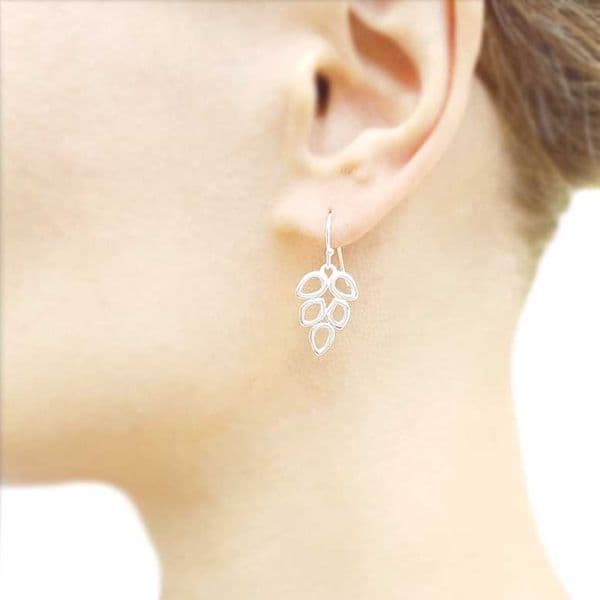 Sterling Silver Leaf Drop Earrings