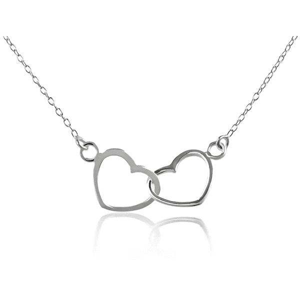 Sterling Silver Linked Hearts Necklace