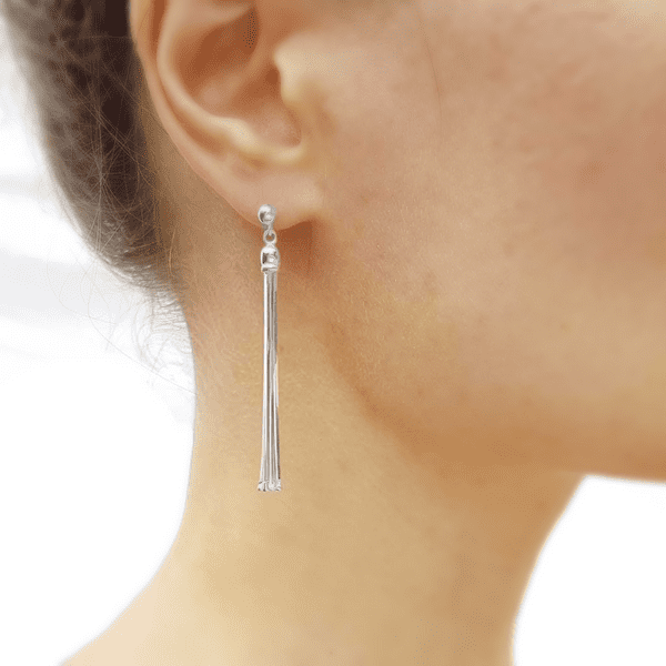 Sterling Silver Long Tassle Earrings