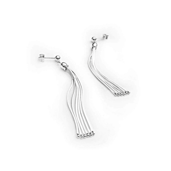 Sterling Silver Long Tassle Earrings