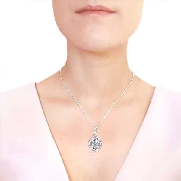 Sterling Silver Lotus Style Pendant