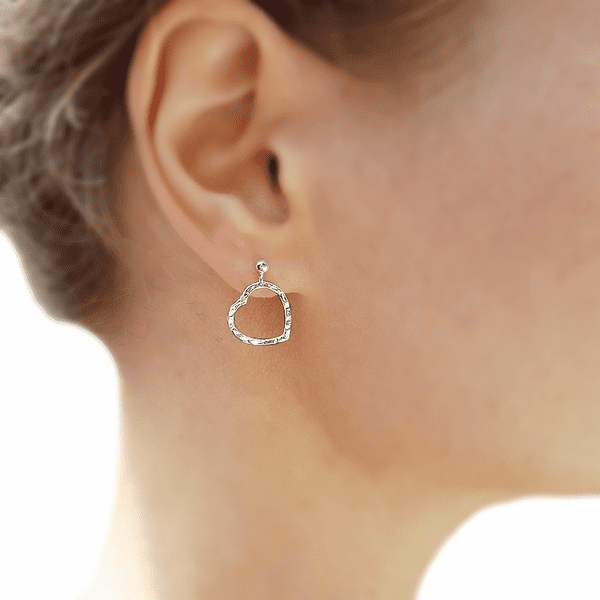 Sterling Silver Patterned Heart Earrings