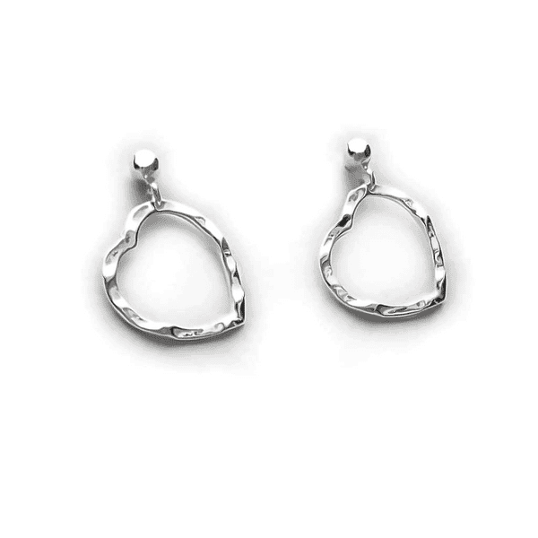 Sterling Silver Patterned Heart Earrings