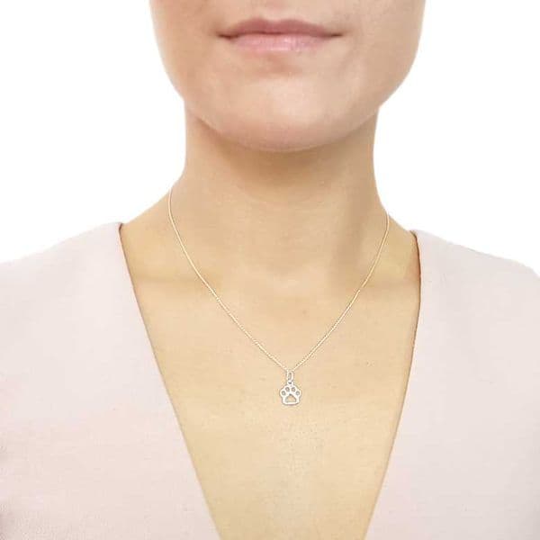 Sterling Silver Paw Print Necklace
