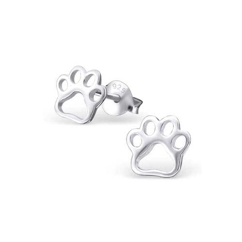 Sterling Silver Paw Print Studs