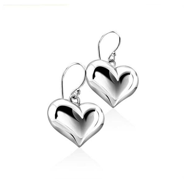 Sterling Silver Puffed Heart Earrings