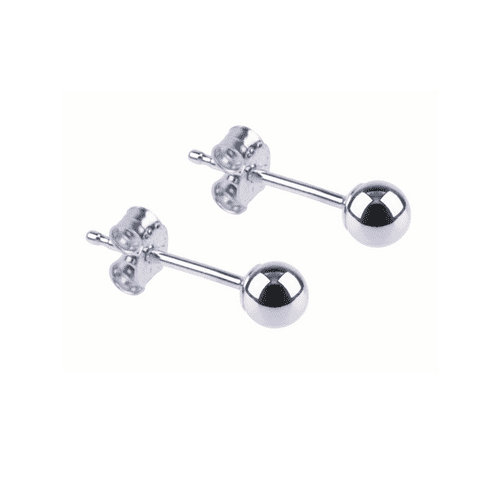 Sterling Silver Round Plain Ball Studs