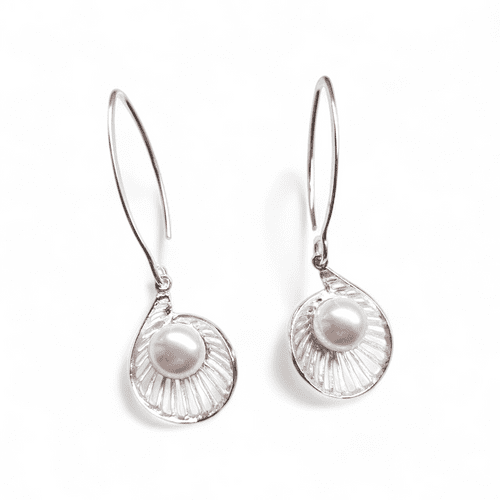 Sterling Silver Shell and Pearl Earrings