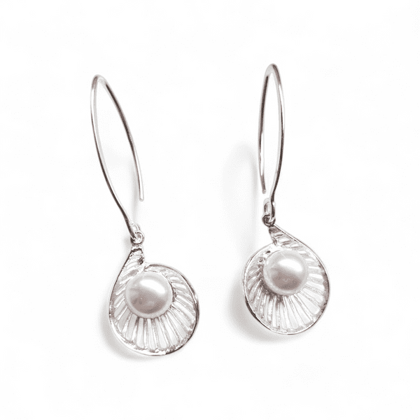 Sterling Silver Shell and Pearl Earrings