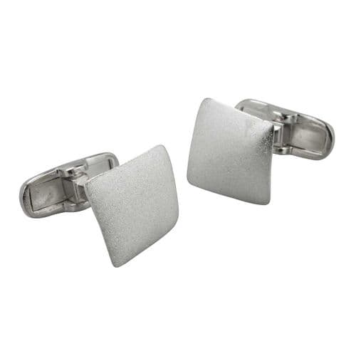 Sterling Silver Square Curve Matte  Cufflinks