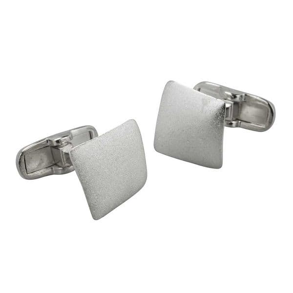 Sterling Silver Square Curve Matte  Cufflinks