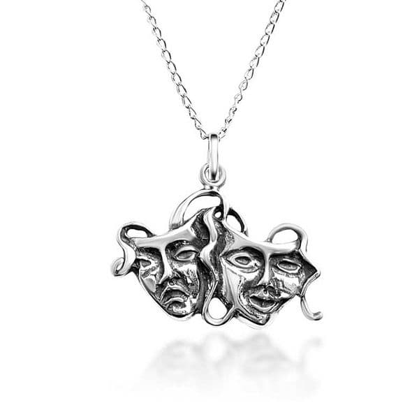 Sterling Silver Theatre Mask Necklace