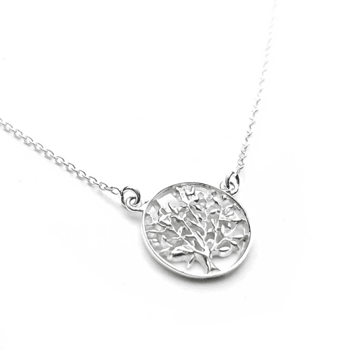 Sterling Silver Tree Of Life Round Necklace